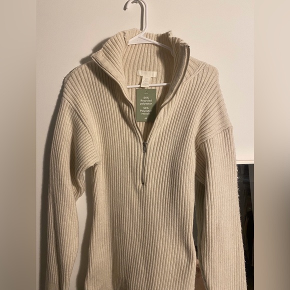 H&M Cream knit dress turtleneck/quarter zip never worn | Size S - Picture 2 of 3